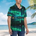 thumbnail image 3 of Zufioo Northern Lights Hawaiian Shirt for Men,Beach Shirts Tropical Vacation Shirts,Sleeve Casual Button Down Shirt with Pocket for Travel,Beach,Party,daily,3X-Large, 3 of 7