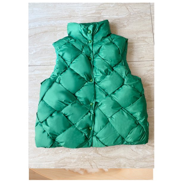 Chaleco acolchado con cremallera para mujer, chaleco ligero de media manga con cuello levantado, sin mangas, de una sola botonadura, abrigo de primavera