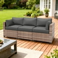 thumbnail image 6 of Kimunuk Outdoor Replacement Cushions for Patio Furniture, 4" Foam High-Density, 8-Piece Water-Resistant Outdoor Cushion for 3-Seat Sectional Patio Conversation Sets, Liner&Cover, Light Gray, 6 of 7