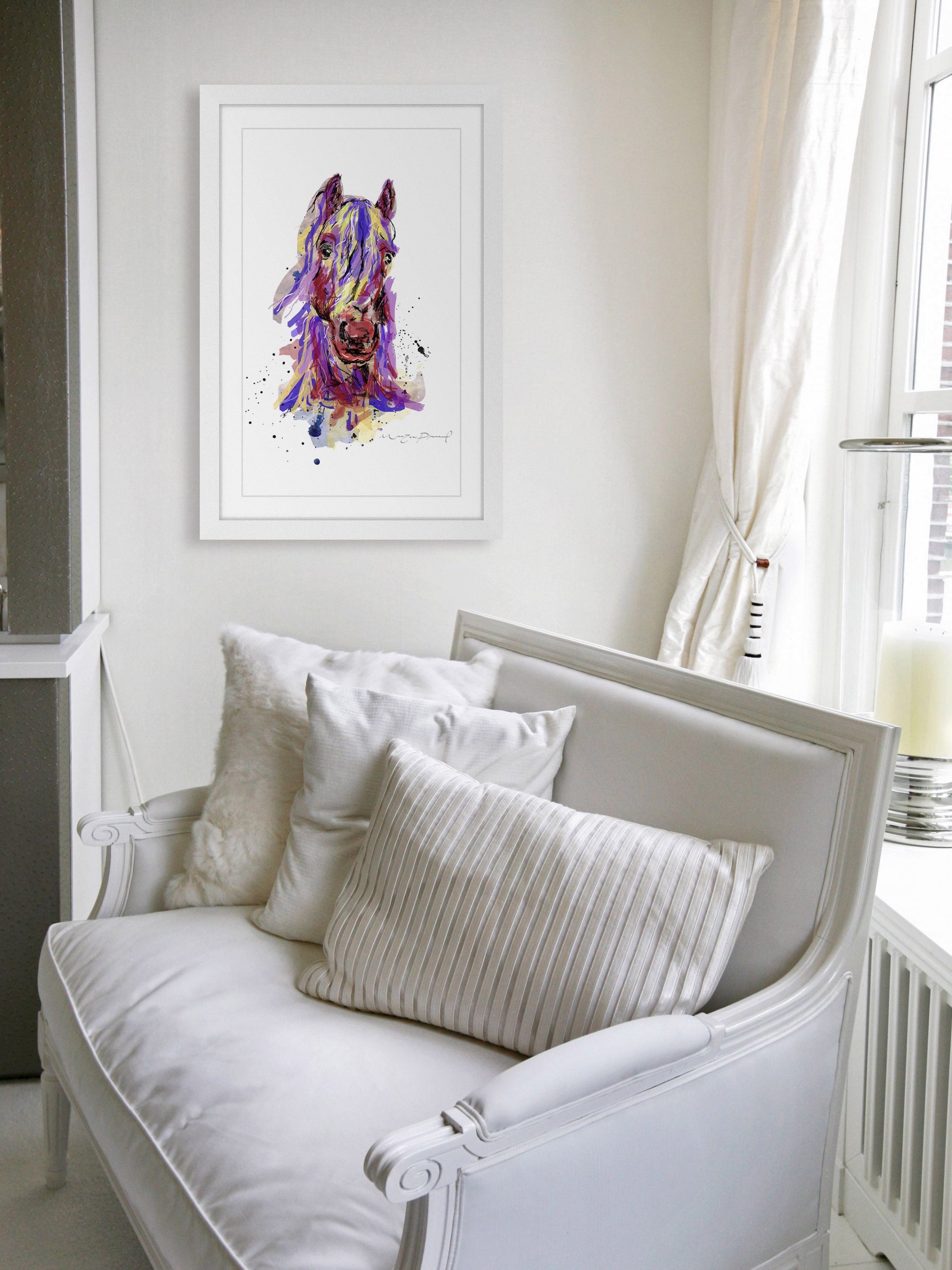 "Cheval" Framed Painting Art Print, 12" x 1.5"