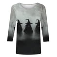 thumbnail image 4 of WZXFASHION 2025 T-Shirts d'Halloween pour Femmes Manches 3/4 T-Shirts Graphiques Sorcière Tops de Festival Col Rond Chandails en Molleton Amusants jusqu'à 50 % de Réduction T-shirt à Manches Longues pour Femmes, 4 of 5