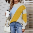 thumbnail image 1 of REDHOTYPE Femmes Demi Col Haut Couleur Bloquant Pull en Tricot Col Rond Imprimé Pull Top, 1 of 2