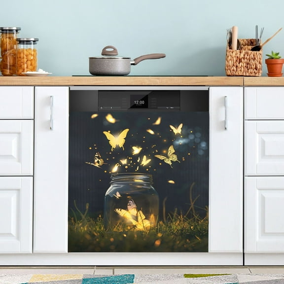 Butterflies Fly From Bottle Dishwasher Magnet Cover Magnetic Fridge Door Cover Home Kitchen Decor 23"x 26"