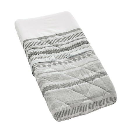 UPC: 0846480097433 | Grey Boho Tribal Aztec Jacquard Changing Pad Cover Boy Girl Unisex by Sweet Jojo Designs