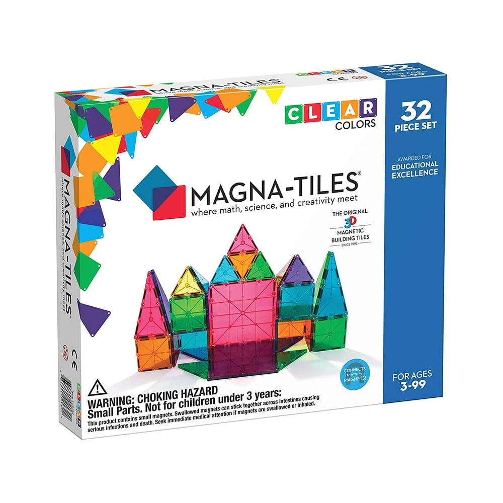 MagnaTiles 32Piece Clear Colors Set, The Original, AwardWinning