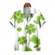 thumbnail image 3 of Camisas de playa de verano de Hawái 2024, camisa para hombre y mujer, camisa de pareja con solapa estampada de trébol de cuatro hojas, camisas florales verdes, 3 of 5