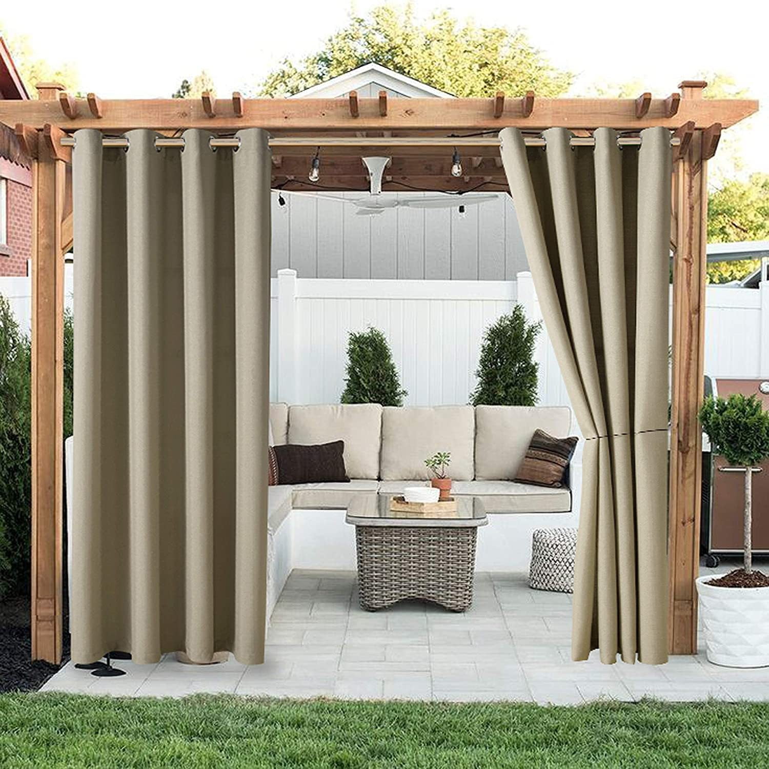 Details about   Outdoor Garden Waterproof Curtain Blackout Eyelets Thermal Curtain Pergola Patio 