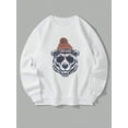 thumbnail image 3 of Men's Casual Loose Fit Crew Neck Sweatshirt With Bear Head Graphic Print, Chicago-Inspired Design, 3 of 5