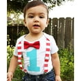 thumbnail image 2 of Noah's Boytique Circus First Birthday Outfit Carnival Theme Red Aqua Stripes Clothes Cake Smash 12-18 Months, 2 of 5