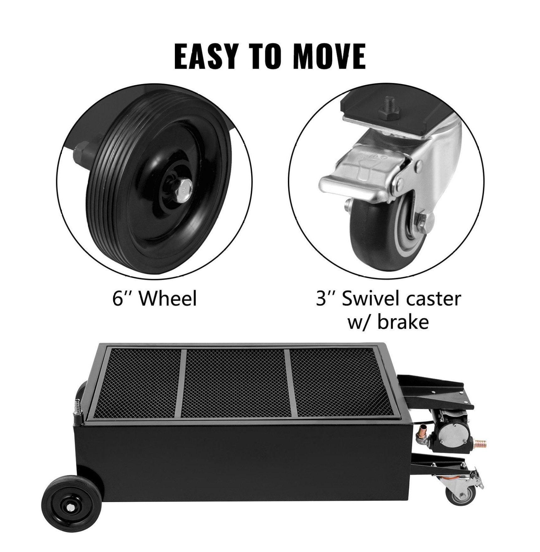 Oil Drain Pan 25 Gallon, Low Profile Oil Drain Tank, 95L with Electric Pump & Casters