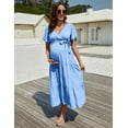 thumbnail image 2 of Yesfashion Maternity Women's Short Sleeve V Neck Casual Dress Baby Shower Party Maternity Dress, 2 of 6