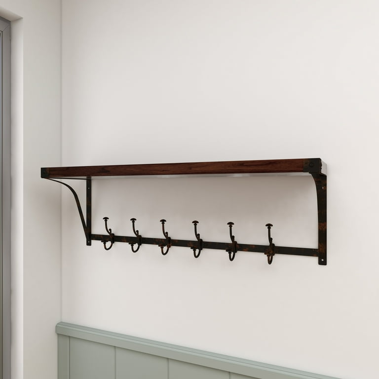 Metal Wood Wall Shelf Hook 39W 13H