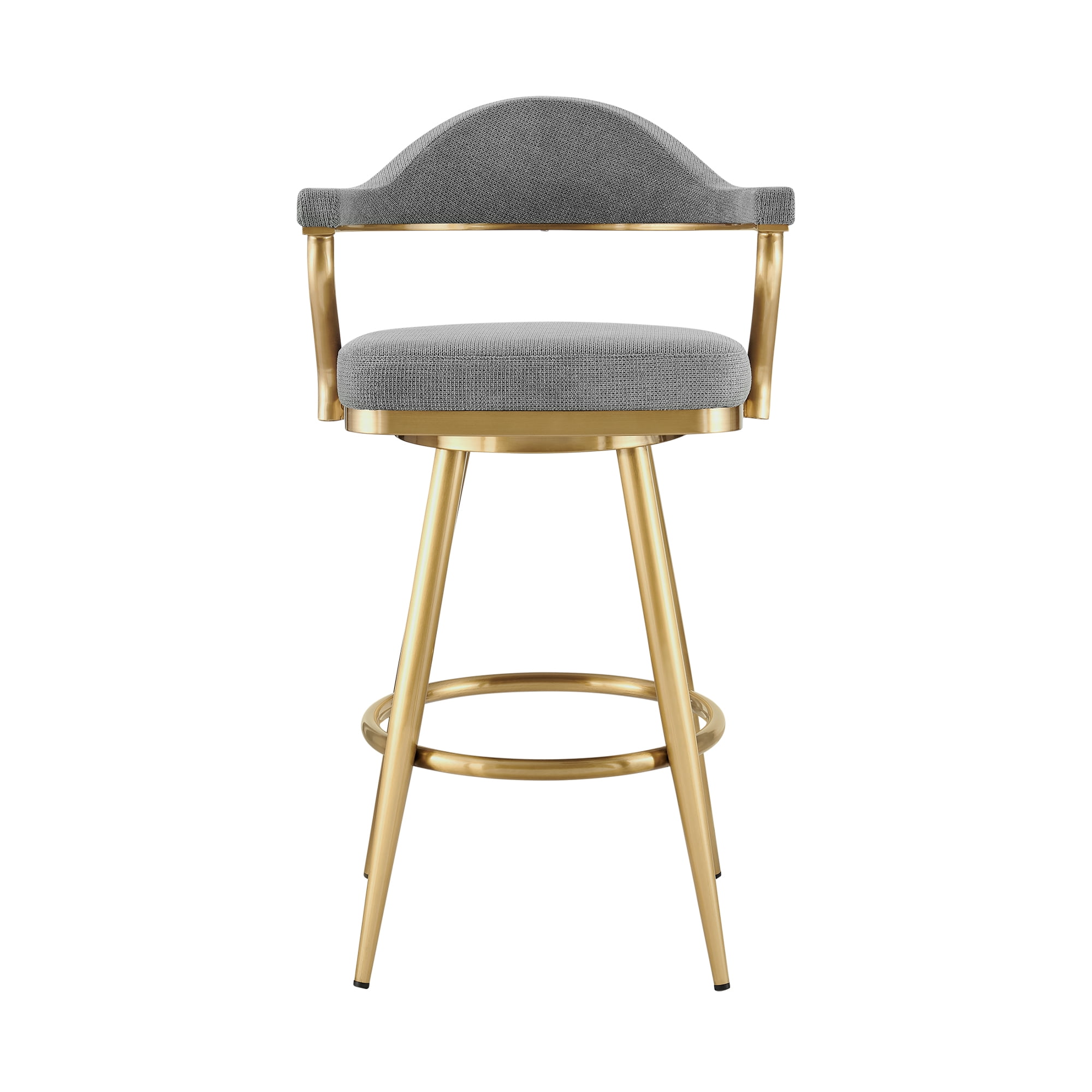 Armen Living Indoor Justin 30" Bar Height Swivel Vintage Brown Faux Leather Bar Stool with Brown Metal Legs