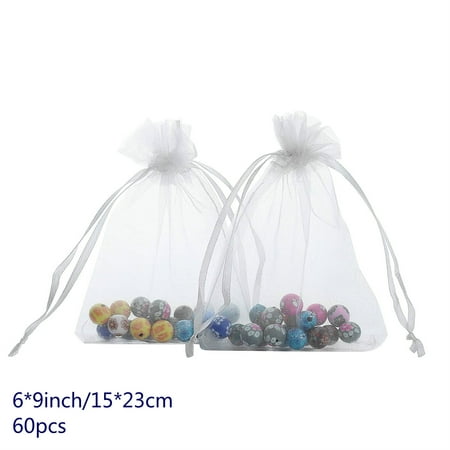 White Organza Bags 6x9 Inch Large Gift 60pcs Wedding Favors White Organza Bags 6x9 Inch Large Gift 60pcs Wedding Favors Candy Mesh Pouches Samples Pamphlets