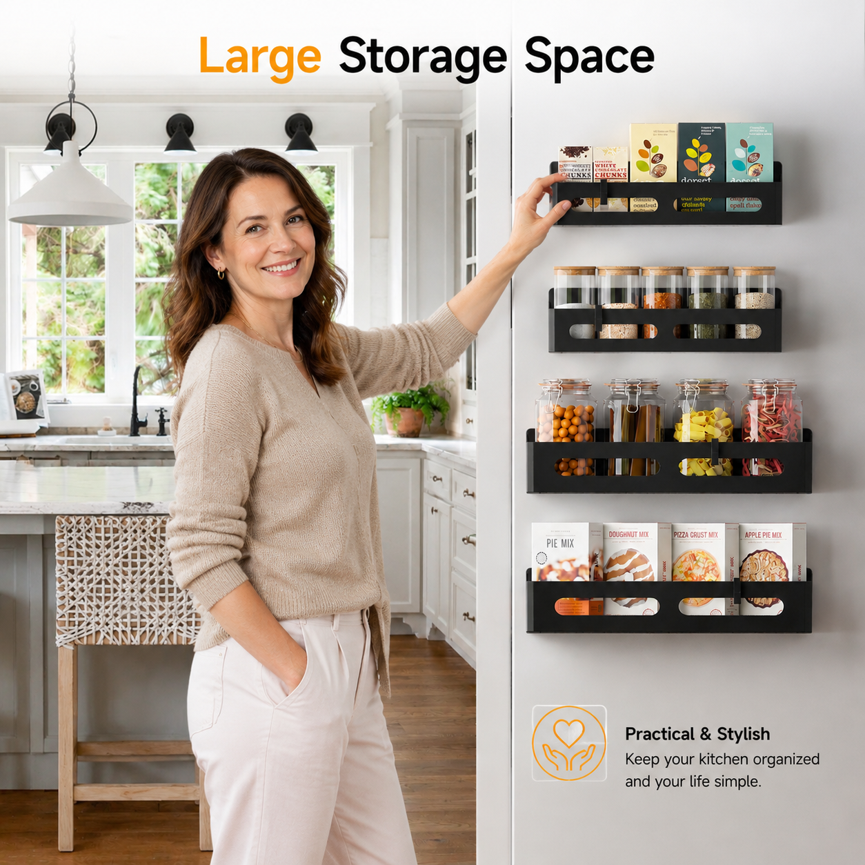 Tmtamye Magnetic Spice Rack Organizer, 4-Pack, Black photo 3