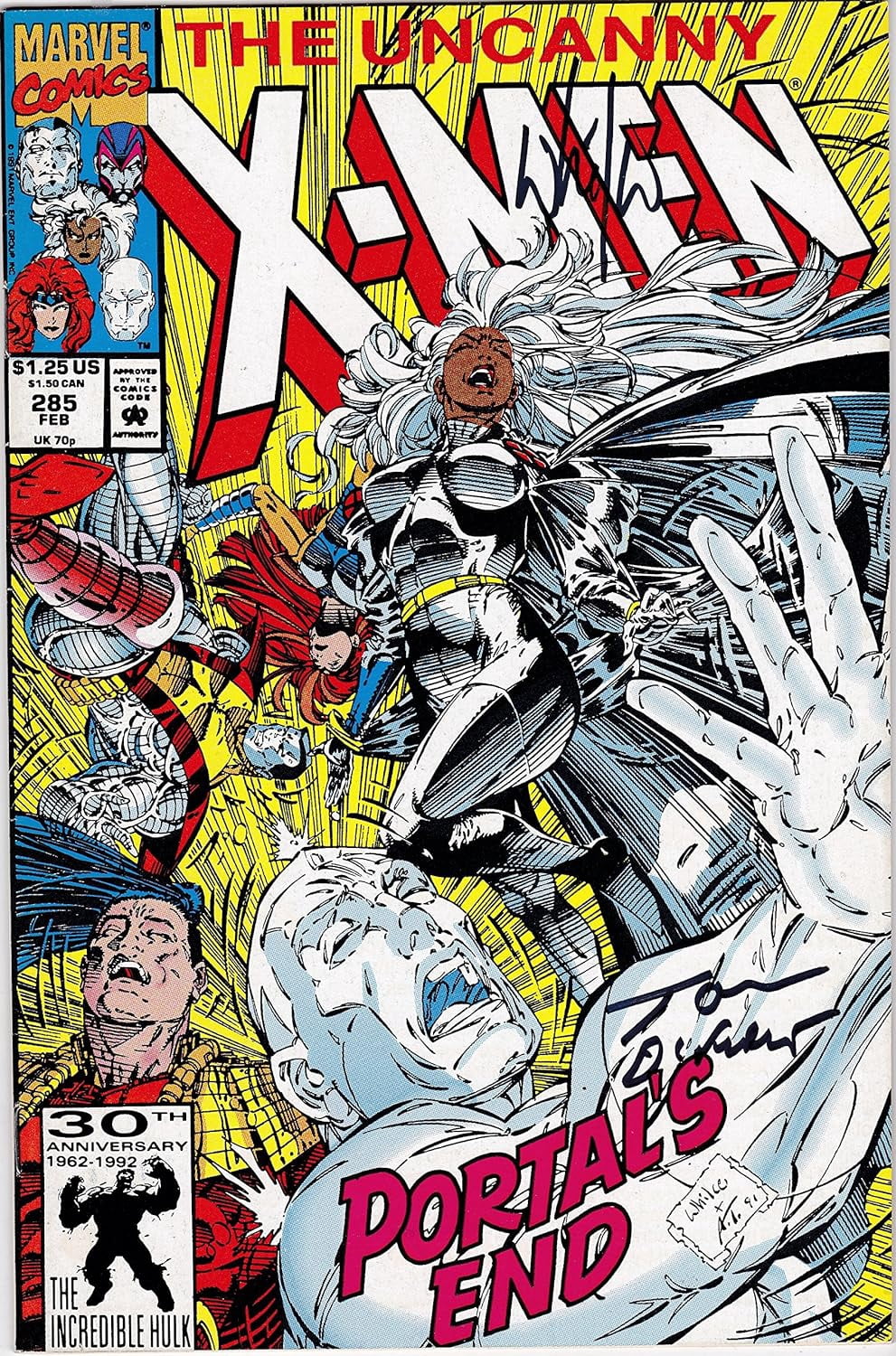 Uncanny X-Men #285 Signed Tom Defalco and Whilce Portacio