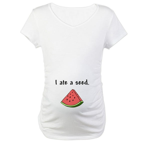 CafePress - Watermelonwhite Maternity T Shirt - Cotton Maternity T-shirt, Cute & Funny Pregnancy Tee