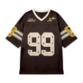 thumbnail image 2 of Trendfront Womens Number 99 Graphic Football V Neck Short Sleeve Oversized Fit Stripe Game Day Football Fan Match Day Athletic Sports Top, 2 of 4