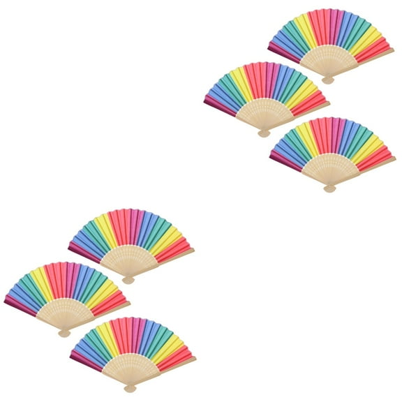 AURARMLET Portable Rainbow Handheld Fan Polyester Cotton 6Pcs 15In X 8In