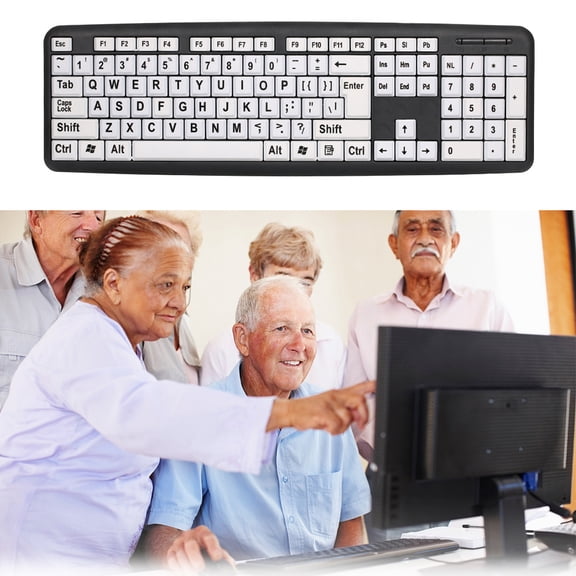 Keyboard,Low Vision Users White Letters Old With White Letters Users With White Letters Old Men Buzhi Usb Wired Leeofty Eryue