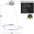 thumbnail image 2 of ZXNYH Modern LED Pendant Light 19.7" Dimmable 1-Ring Circular Chandelier Adjustable Hanging Pendant Lighting for Kitchen Island Dining Room Living Room Foyer Entry Restaurant, 6500K, Silver, 2 of 4