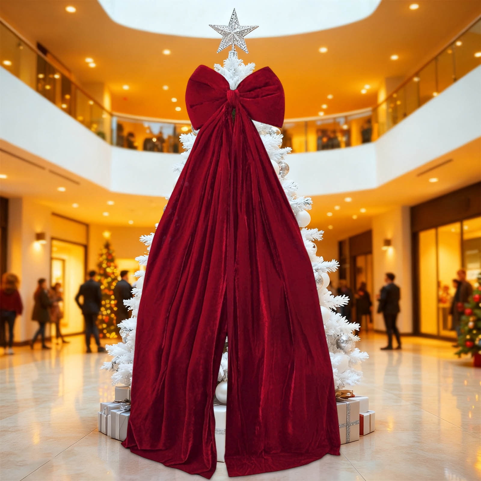 Deeceymbur Burgundy Velvet Christmas Bow Hanging Ornament for Tree Decoration Holiday Festive Decor