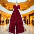 thumbnail image 5 of 70*16In Christmas Tree Giant Burgundy Velvet Bow - Tree top Window Wall Cape - Indoor Family Room Party Valentine's Day Christmas Decoration, Xmas Indoor Outdoor Decor, 5 of 7