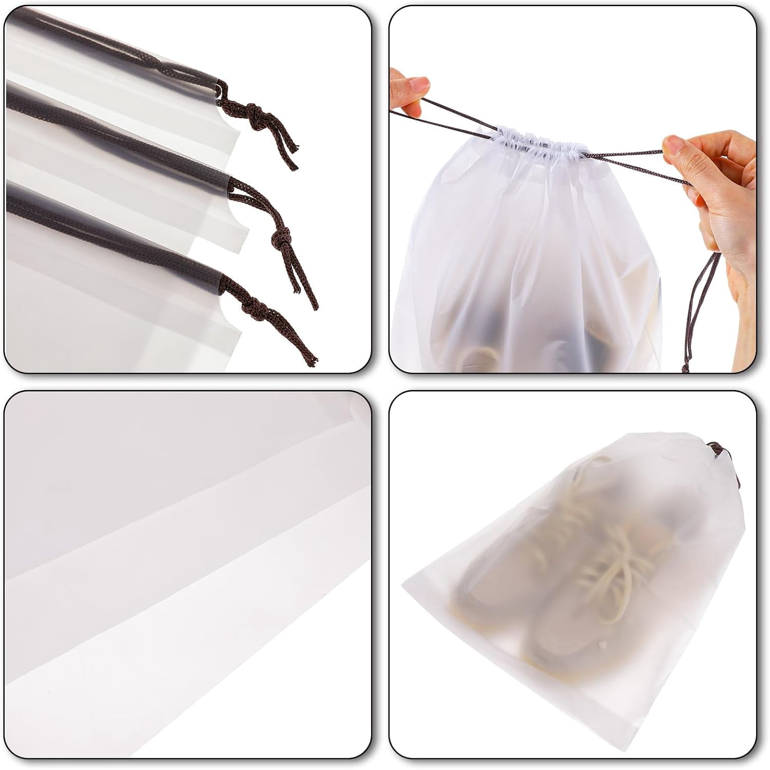 100 PCS Translucent Shoe Bags for Travel, Large Travel Shoe Bag Portable Shoe Bag, Travel Shoe Bag with Drawstring, for Rainy Days Out or Traveling (White)