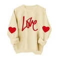 thumbnail image 2 of GuzomFashion Valentine's Day Womens Oversized Crewneck Sweatshirt - 100% Polyester Love Graphic & Heart Accents, Beige Cute Casual Everyday Wear,Size L, 2 of 5