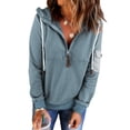 thumbnail image 3 of Vedolay Zip Up Hoodies for Women 2023 Casual Button V Neck Hoodies Oversized Pullover Sweatshirt with Pockets,Light Blue M, 3 of 5