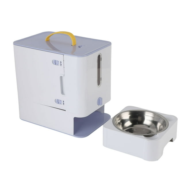 Distributeur Automatique pour Chat, Distributeur et Contenant de Nourriture pour Chat 2 en 1 avec Fenêtre Transparente, Bol en Acier Inoxydable et Pièces Détachables, Distributeur Automatique Multifonction pour Animaux de Compagnie pour Chats Chiot