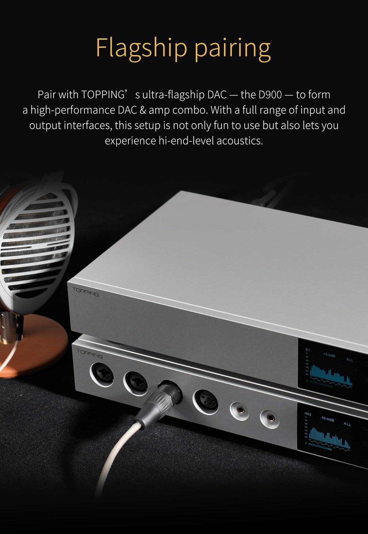 Topping A900 Ultra-Flagship Headphone Amplifier Preamplifier, with Remote Control,Silver
