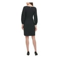 thumbnail image 2 of TOMMY HILFIGER Womens Black Zippered Long Sleeve Jewel Neck Above The Knee Cocktail Sheath Dress 10, 2 of 2