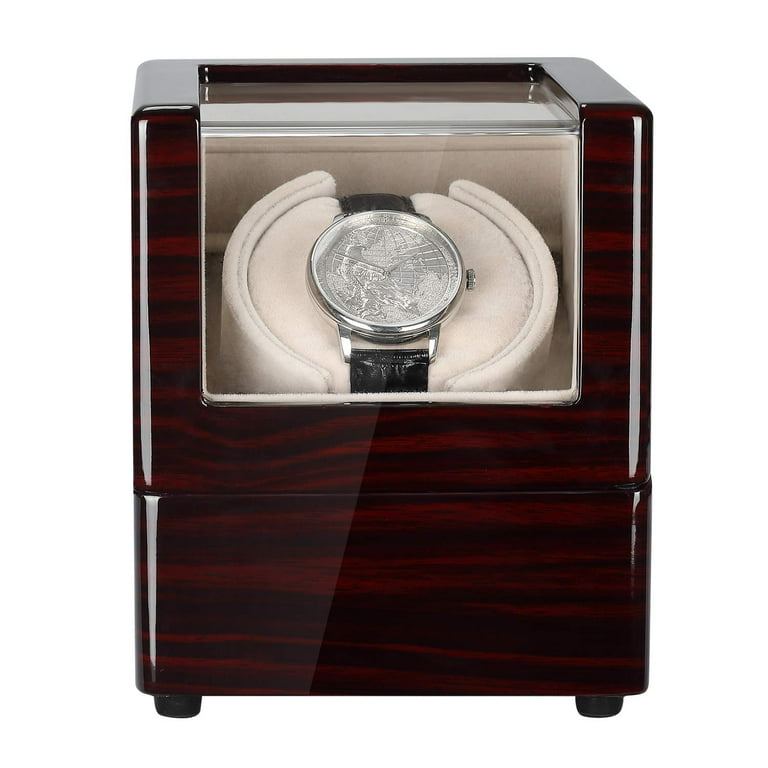 CHIYODA Single Wooden Watch Winder with Quiet Motor Battery