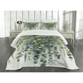 thumbnail image 2 of Ambesonne Eucalyptus Quilted Bedspread Set 3 Pcs, Botanical Watercolor, Queen Size, Laurel Green Slate Blue, 2 of 4