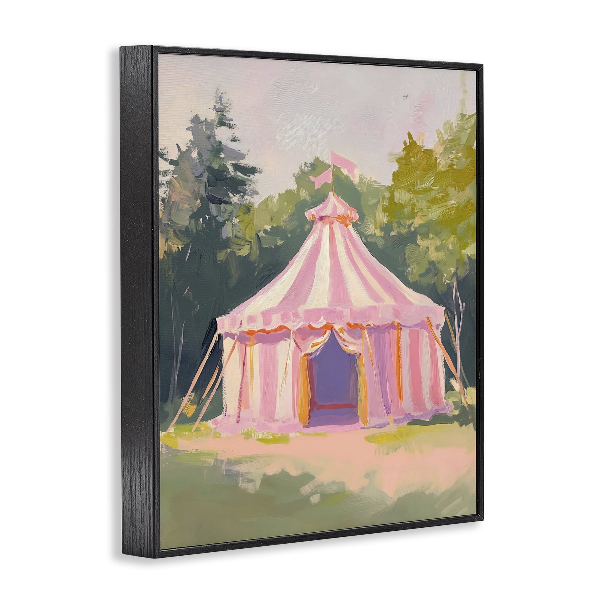 Stupell Industries Pink Circus Tent in Meadow Black Framed Giclee Art, design by The Prints Vibe
