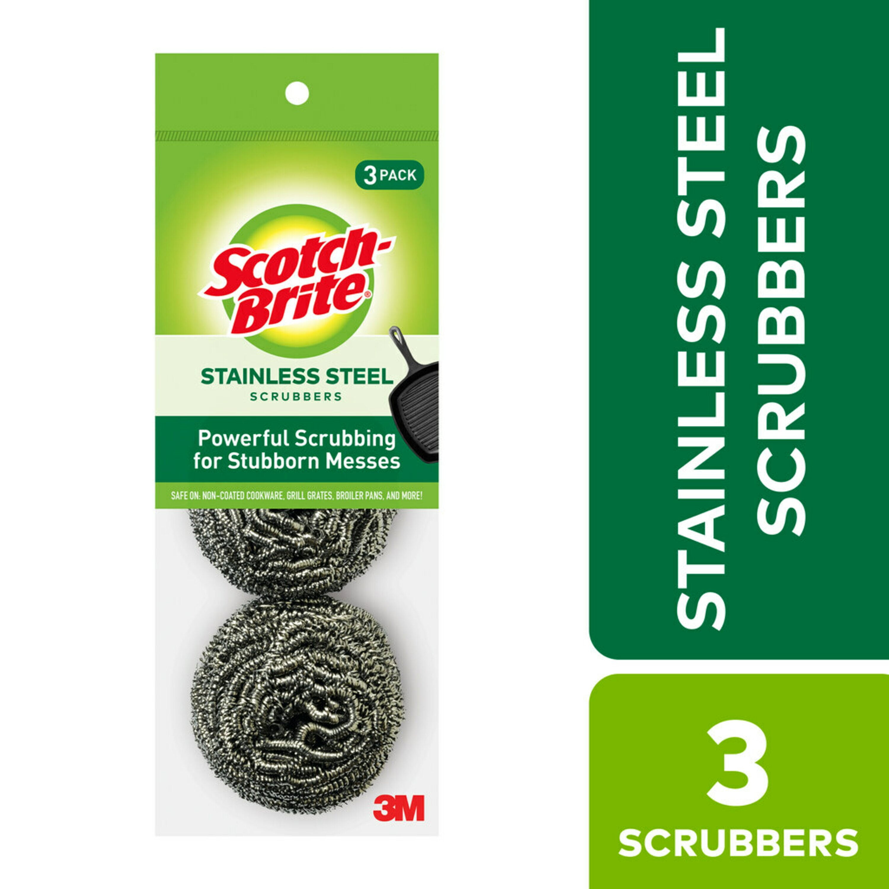 ScotchBrite Stainless Steel Scrubbing Pads, 3 Pack