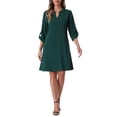 thumbnail image 1 of INSPIRE CHIC Vestido de Playa Casual con Cuello en V y Mangas Remangadas para Mujer Verde Oscuro XS, 1 of 1