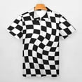 thumbnail image 3 of Warped Checkerboard Men Zipper T-shirt Summer Casual Short Sleeve T-shirt Top, 3 of 7