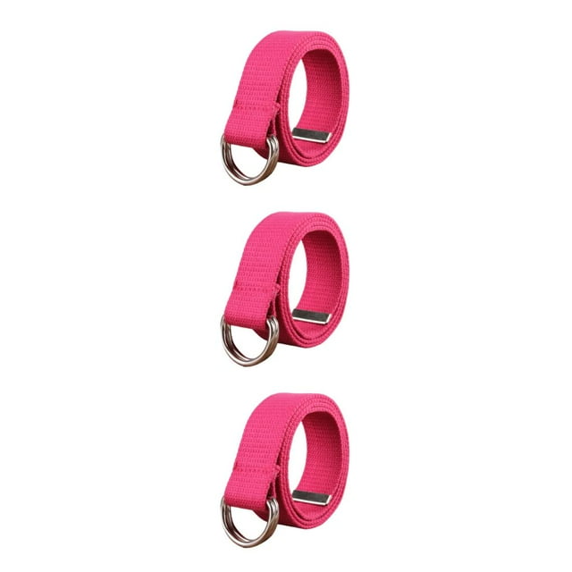 QualitChoice Canvas Metal Waist Belt Unisex Replacement Easy Matching Trimmable Adjustable Breathable Jeans Belts Waistband Rose Red 3PCS