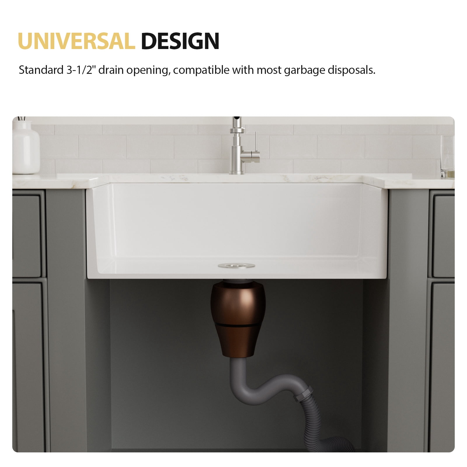 30"x19" Arc-shaped Fireclay/Creamic Single Bowl Farmhouse Apron Kitchen Sink with Bottom Grid and Drain Strainer