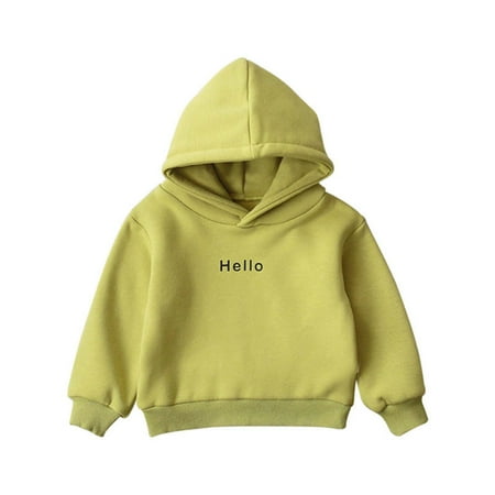 

Ecqkame Toddler Sweatshirt Clearance Newborn Infant Baby Boy Girl Hooded Letter Solid Thick Coat Sweatshirt Pullover Green 2-3 Years