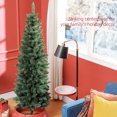 thumbnail image 4 of HOMCOM 6ft Tall Pencil Artificial Christmas Tree with Steel Base, Green, 4 of 10
