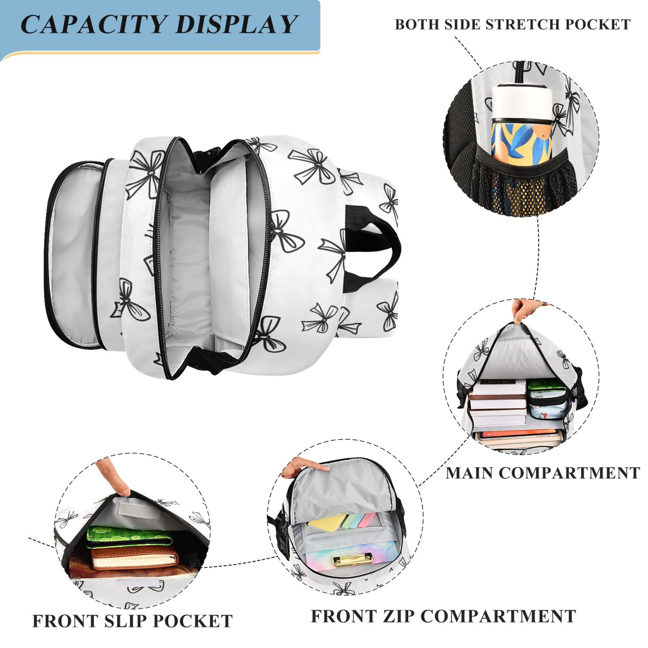 ALAZA Line Bows Laptop Backpack Purse Travel Bag Casual School Bookbag Rucksack for Women Men