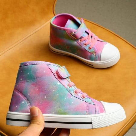 Kushyshoo Colorful Toddler High Top Girls Sneakers Kids Walking Shoes 7M