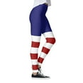 thumbnail image 3 of Bjutir American Apparel Leggings Summer High Waist Long Stright Slim Leg Leggings Tights Compression Tummy Control Casual Flag Star Stripe Print Yoga Pants Running Leggings For Women Dark Blue S, 3 of 8