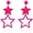 F pink-long, variant on 80 90s Colorful Classic Big Star Triangle Heart Shape Hoop Earrings Retro Neon Frosted Geometric Candy Color Dangle Piercing Earring for Women Costume Accessory Party Jewelry[i8114]