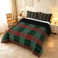 thumbnail image 2 of Manfei Rustic Check Queen Comforter Set,Vintage Plaid Comforter Sets Queen,Green Red,Black Reversible,3pcs,1 Comforter and 2 Pillowcases,3pcs,1 Comforter and 2 Pillowcases, 2 of 7