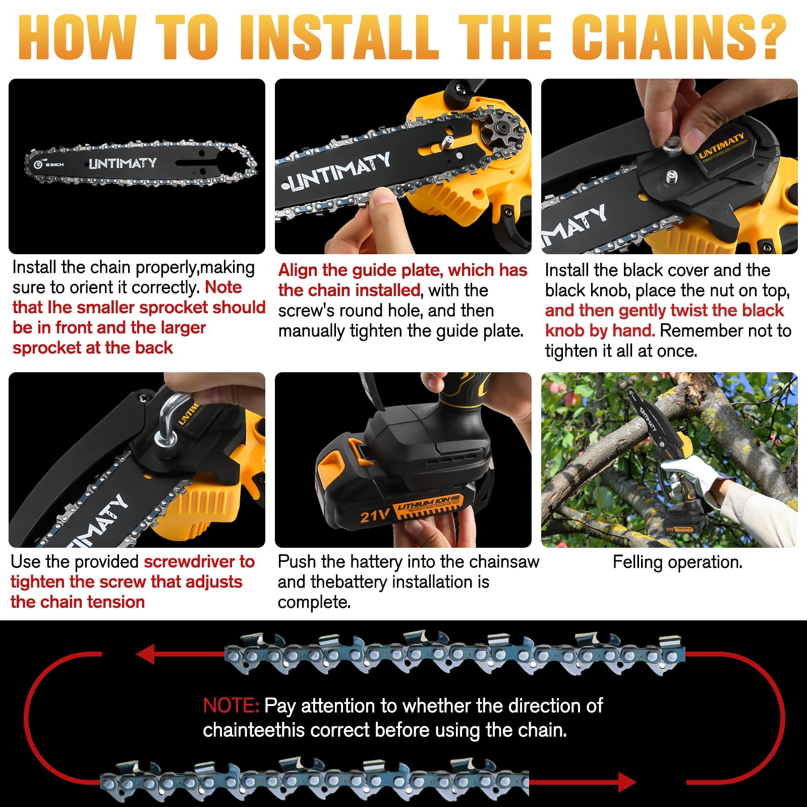UMTIMATY Cordless Pole Saw,6 Inch Brushless Pole Chainsaws Mini Handheld Chainsaw with 2 x 2.0Ah Batteries,14.1 FT Max Extension Pole Saw for Tree Trimming