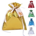 thumbnail image 5 of Dserfhy 10 Pcs Christmas Drawstring Gift Bags Holiday Foil Gift Bags Reusable Xmas Gift Wrapping Bags for Gifts Presents Xmas Party Favors, 5 of 8